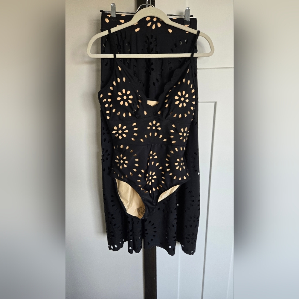 Black and Cream Floral Cutout Dress
